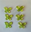 6 stk. Små  transp.  grønne sommerfugle til dekoration. Ca. 3 x 2 cm.