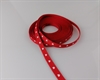 5 meter rødt dekorations bånd med hvide hjerter. brede ca. 0,7 cm.