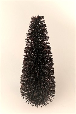 Kobber brunt glitter dekorations juletræ på træ fod. Højde ca. 35 cm.
