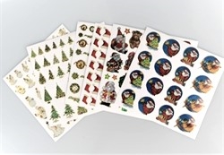 Stickers / klistermærker. 6 ark med mange jule / vinter motiver.