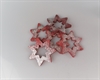 Rest: 5 stk. Træ stjerner, røde med sølv glimmer / Glitter. Ø ca. 6 cm.