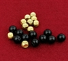 Dekorations perler. Ca. 1 cm. Sort og guld. 10 x 2.