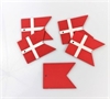 5 stk. Gavemærker. Træ. Det Danske flag. Skriv til og fra på bagsiden med tusch. Ca. 5 x 6 cm.