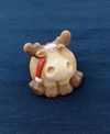 Rudolf uden rød næse, men med nissehue. Keramik. Ø ca. 7,5 cm. Højde ca. 7,5 cm.