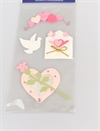 Stickers. Hjerte, due, kort m.m. Pynt på kort, gaver til bryllup  m.m.