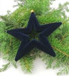 Flot dekorations stjerne mørk blå velour. Ø ca. 14 cm.