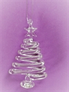 Et stk glas juletræ til ophængning. Ca. 8,5 x 5 cm.