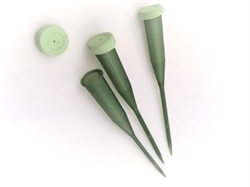 Grønne plast reagensglas 3 stk. Orkide rør. Ca.15 cm. med hætte.