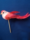 Et stk. dekorations fugl. Rød. På pind. Længde fra næb til halespids Ca. 11 cm x 4 cm.