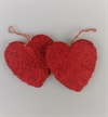 Røde sisal hjerter  med snor. 10 cm.  Pris to stk. 8,50