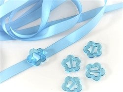 3 meter lys blå dekorations bånd brede 1,6 cm. + 5 stk. lys blå spænder.