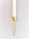Guld farvet stage passer til almindelig middags lys. Med spyd Højde total ca. 12,5 cm.