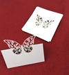 10 stk. Flotte hvide bordkort med sommerfugl. Ca. Længde 9 cm.