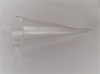 1 stk. Glas fyrfads stage / kegle. Klar glas. Længde ca. 20 cm