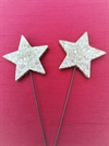 2 stk. stjerner på metal pind. Ø ca. 6 cm.