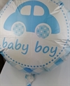 Folie ballon. Baby boy.  Motiv bil. Ø ca. 81 cm.