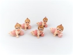 5 stk. Baby pige. Dekorations pynt Ca. 3,5 cm.