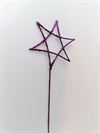 Lilla tråd glitterstjerne på tråd. Selve stjernen måler ca. 6,5  cm.
