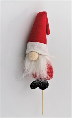 Julemand på træ pind. Nissen måler ca. 12 cm.+ pind. Fin i dekorationer buketter m.m.