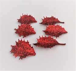 6 stk. Røde glitter dekorations blade. Ca. 5,5 cm.