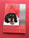 4 stk. Dobbelt julekort med billede af hund. Ca. 10,4 x 14,5 cm.