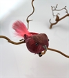 Dekorations fugl med klips. Længde ca. 10 cm. H. ca. 4 cm. Rødlige farver.