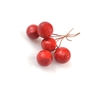 5 Stk. Røde dekorations bær på tråd Ø ca. 2 cm.