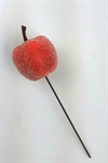 1 stk sukker / frost dekorations æble på tråd Ø ca. 3,5 cm. Rød.