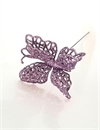 Lilla glitter sommerfugl på tråd. ca. 7 cm. + tråd.