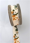 Rulle med ca. 15 meter dekorations bånd. Med blade og  blomster . Brede ca. 2,5 cm.