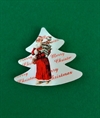 Stjerne med magnet. Nostalgi. Julemand med juletræ. Ca. 4,5 cm.
