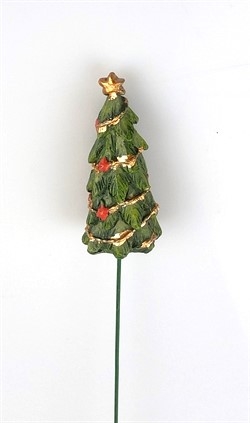 Stikpynt Juletræ på tråd. Højde på træet ca. 6,5 cm. Prisen er pr. stk.