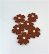  6 stk. filt blomster med rihnsten. Klæb på bagsiden. Ø ca. 4 cm. Brune.