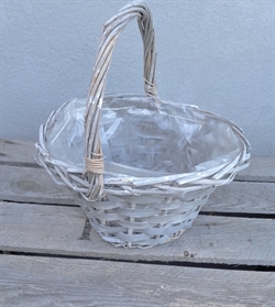 Kurv med hank. Lille model. Højde målt uden hank ca. 11 cm Ø 22 x 16 cm.