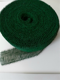 Ca. 40 meter Grøn jute bånd. Brede 5  cm. Net bånd. 