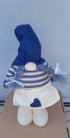 Nisse pige med fletninger  H ca. 60 cm. + teleskop ben. Blå nissehue.