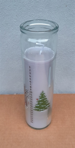  Kalenderlys H. 21 cm. Ø 5,5 cm . Grå.
