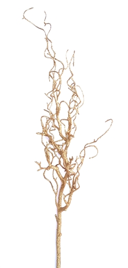 Guld farvet glitter gren ca. 80 cm. Flot deko. til vase m.m.