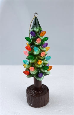 Juletræ med lys.  ( batteri )H. ca. 17 cm.