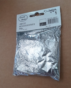 Glitter/glimmer Sølv farvet. Ca. 50 g.