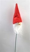 Nisse med skæg. Stikpynt. Rød hue. Nissen måler ca. 10 cm.+ tråd.