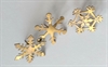 3 stk. Guldfarvede metal lys stifter. Ø ca. 3 cm.  Is krystaller