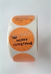 Rulle med klistermærker ca. 500 på en rulle. Tekst Merry Christmas  Ø ca. 2,4 cm.