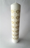  Kalenderlys H. 24 cm. Ø 5 cm. Motiv hjerter og guld tal.