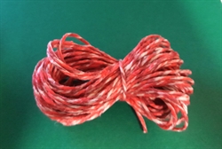 10 meter rød / hvid vokset jutesnor. 