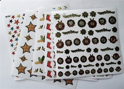 Stickers / klistermærker. 5 ark med mange jule / vinter motiver.