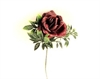 Kunstig rød deko. rose på tråd. Ø på rosen ca. 6 cm. Velegnet i kirkegårds dekorationer m.m.