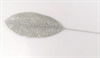 Et stk. Sølvfarvet dekorations blad. ca 14 cm. + ca. 10 cm tråd.