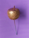 Et stk. dekorations kobberfarvet  æble med glimmer / glitter. Ø ca.4 cm.