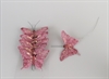 6 stk. sommerfugle med glitter. På tråd. Vingefang ca. 8,5 cm.